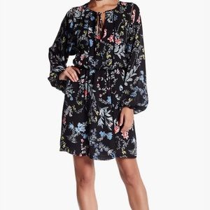 Parker Split V-neck Front Tie Woodland Floral Dress, Size S